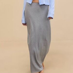 NWT AERIE Real Soft Stretch Maxi Skirt Medium Grey Sparkle Elastic Waist Size M